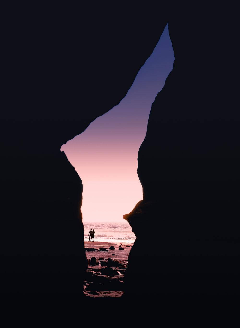 Cave Sunset Aesthetic Background