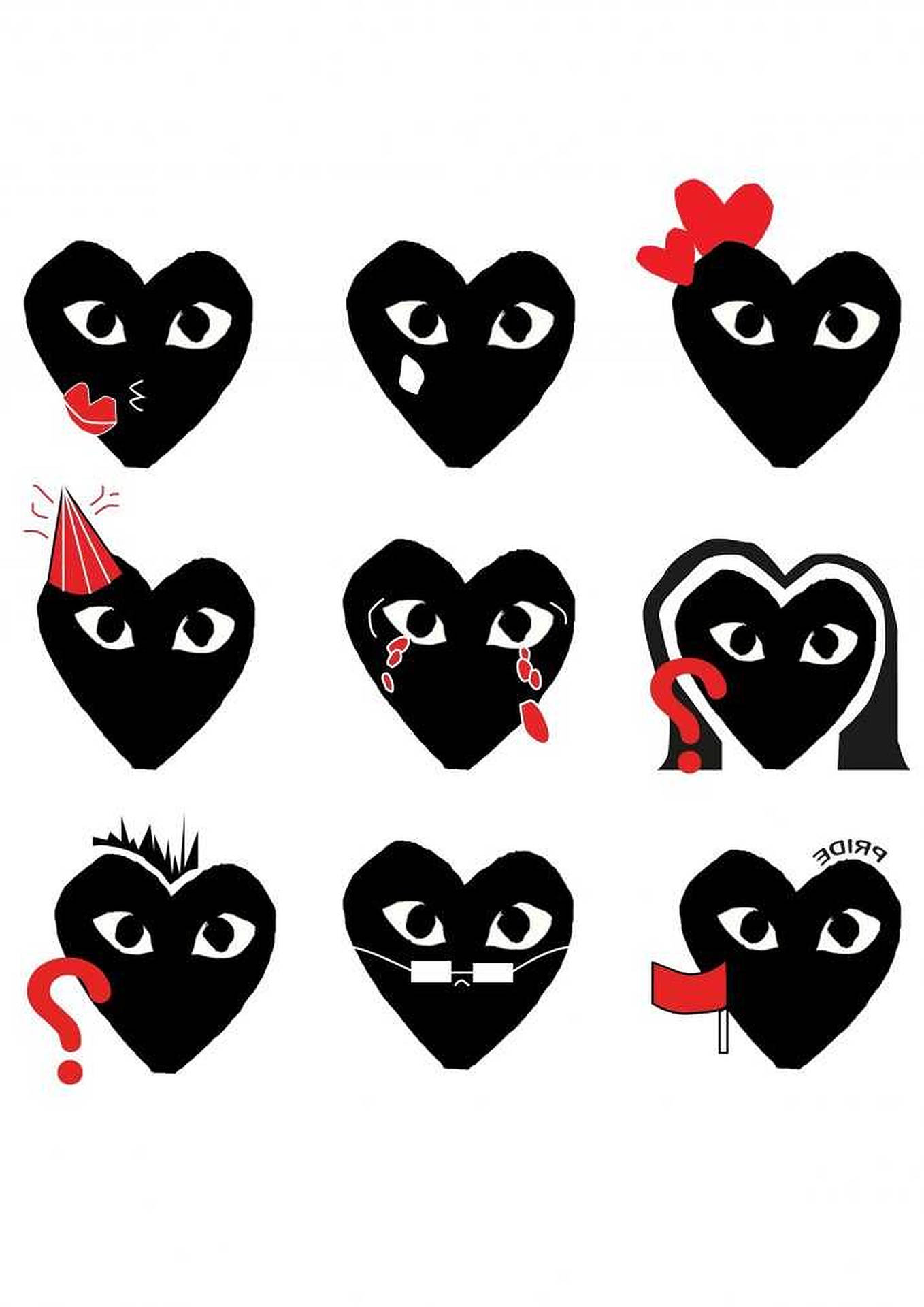 Cdg Black Heart Emojis Background