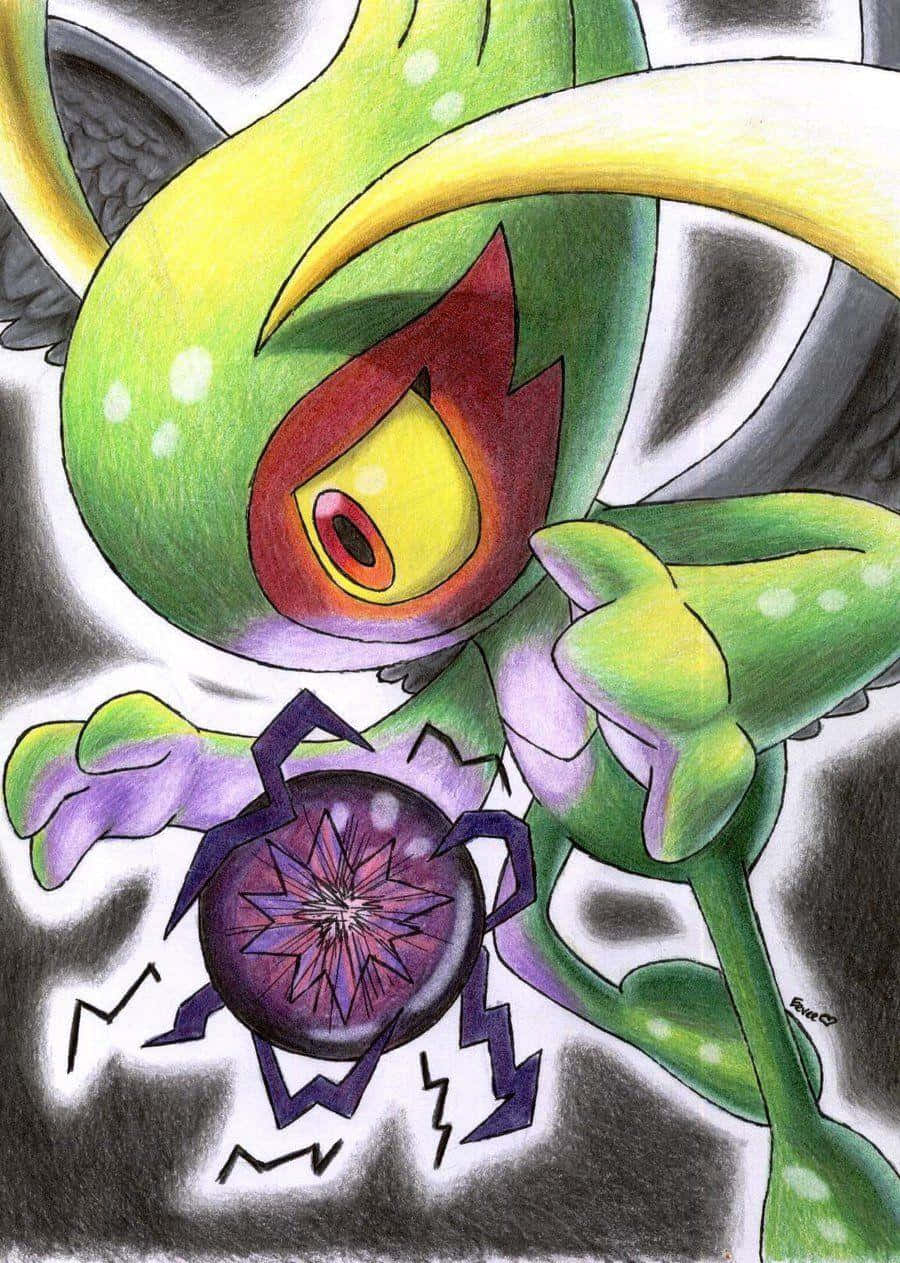 Celebi Pokemon Artwork Background