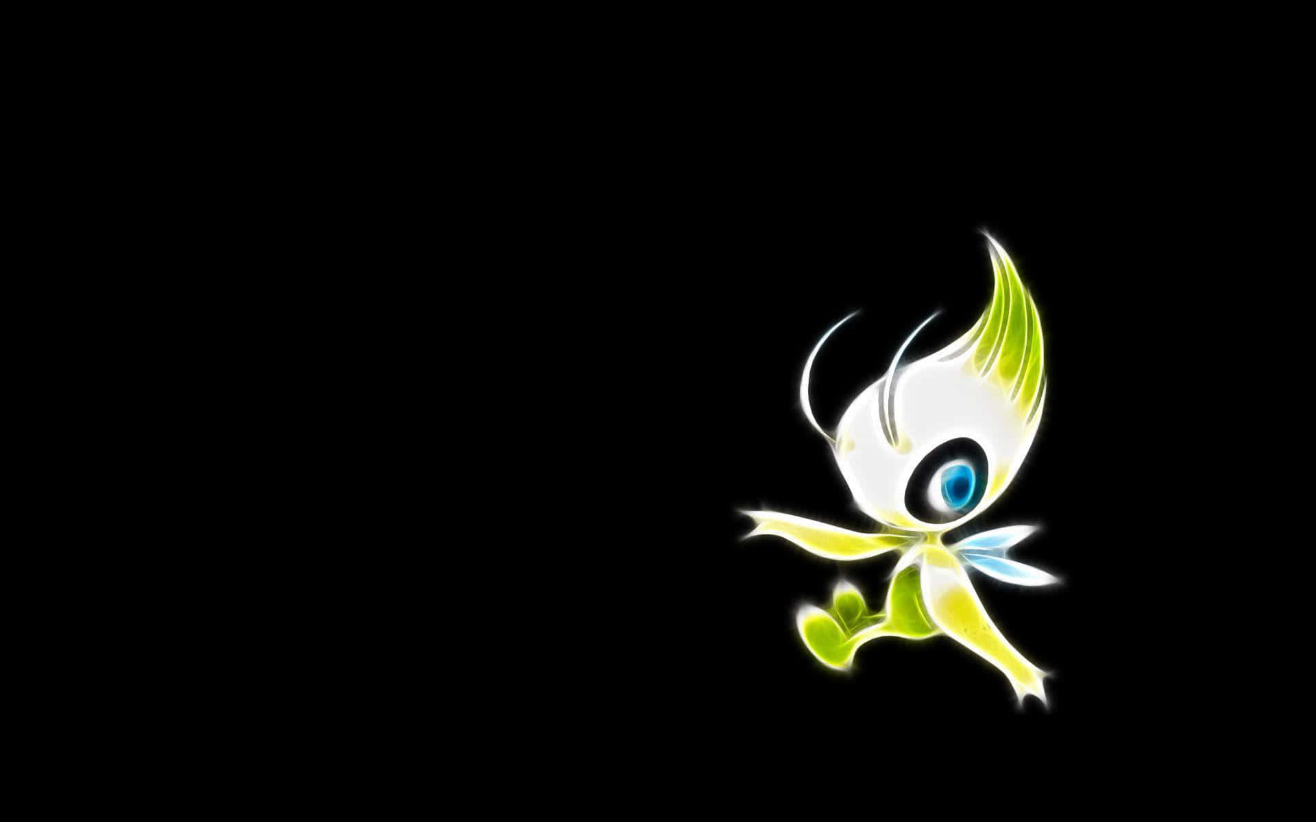 Celebi - The Time Travel Pokémon In A Mystical Forest Background