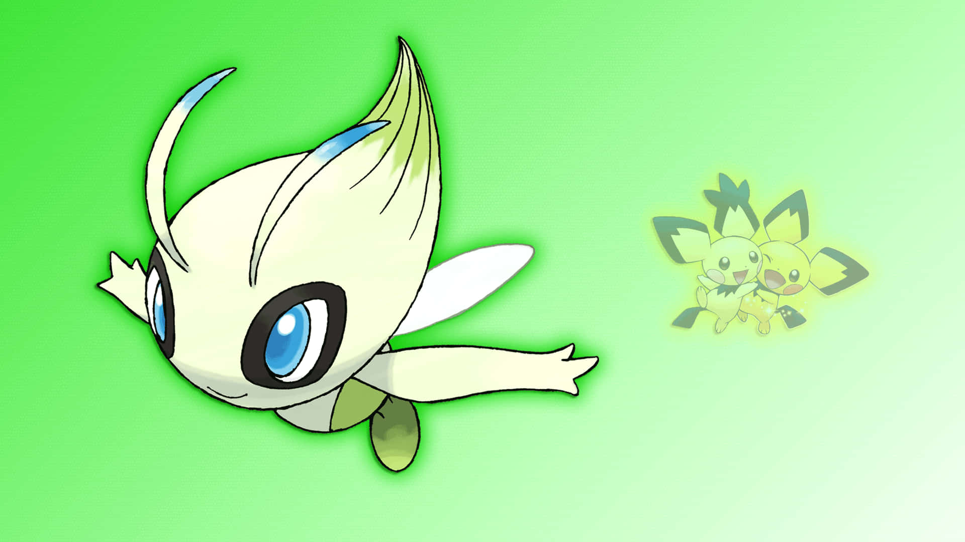 Celebiand Pichu Pokemon Friends Background
