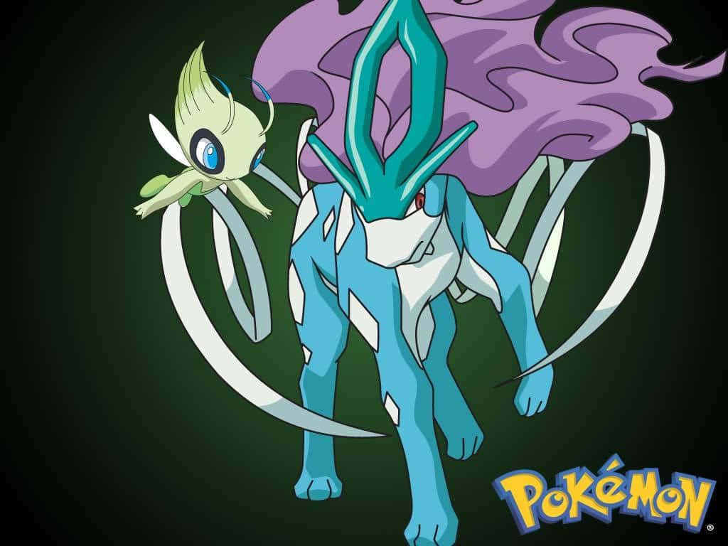 Celebiand Suicune Pokemon Illustration Background