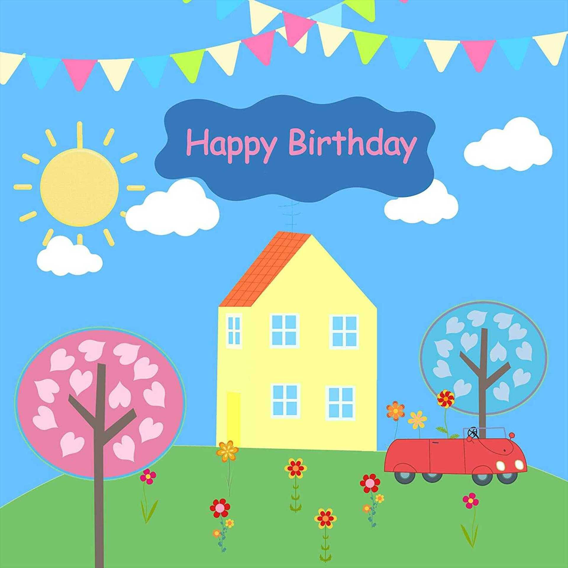 Celebrate A Birthday At Peppa Pig House Background