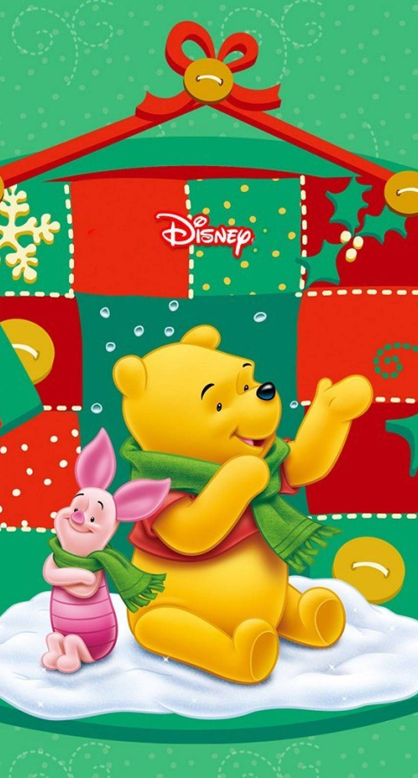 Celebrate A Cheerful Christmas With Winnie The Pooh Background