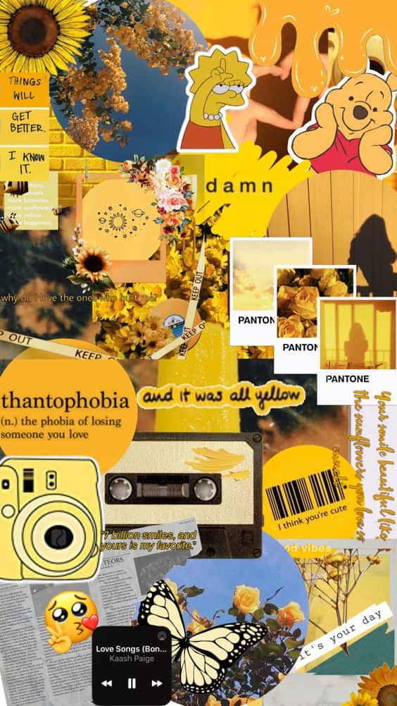 Celebrate Aesthetics With A Bright Yellow Collage Background