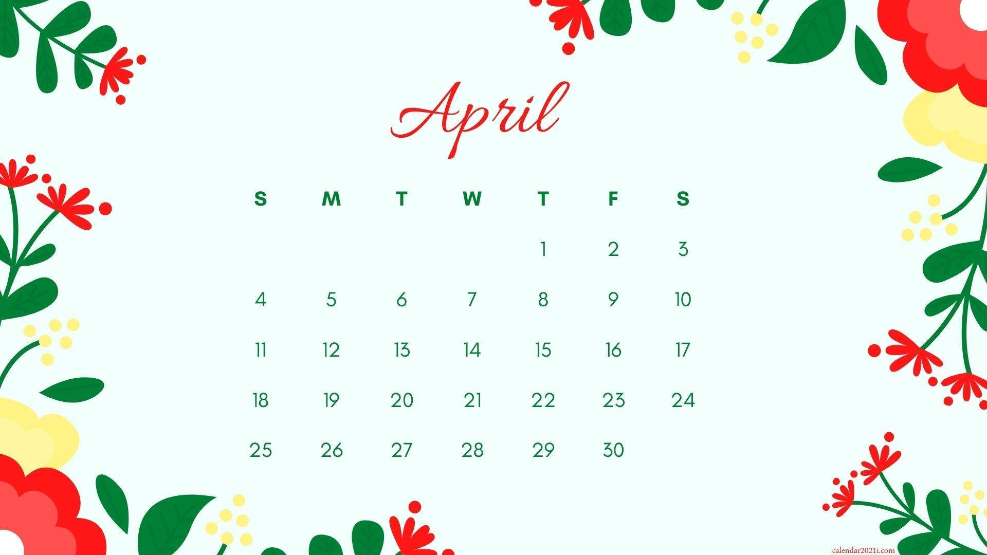 Celebrate April With A Beautiful Floral Calendar! Background