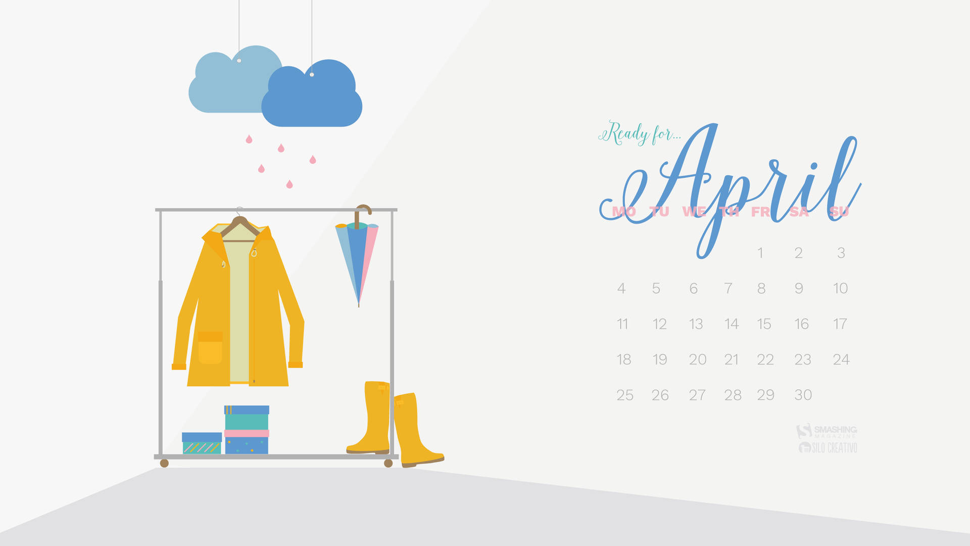 Celebrate April With A Rainy Themed Calendar Background