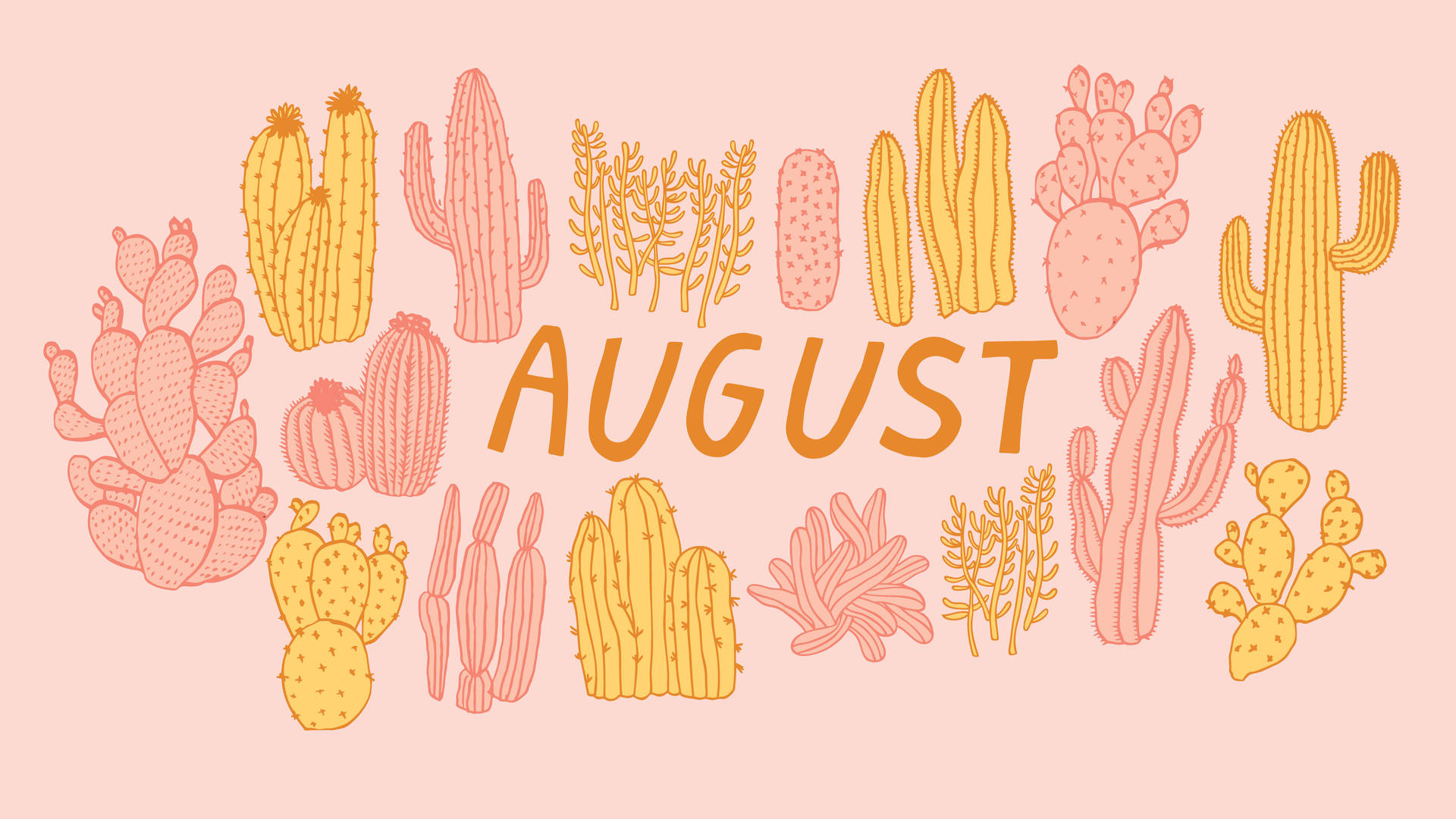 Celebrate August With The Colorful Cactus Background