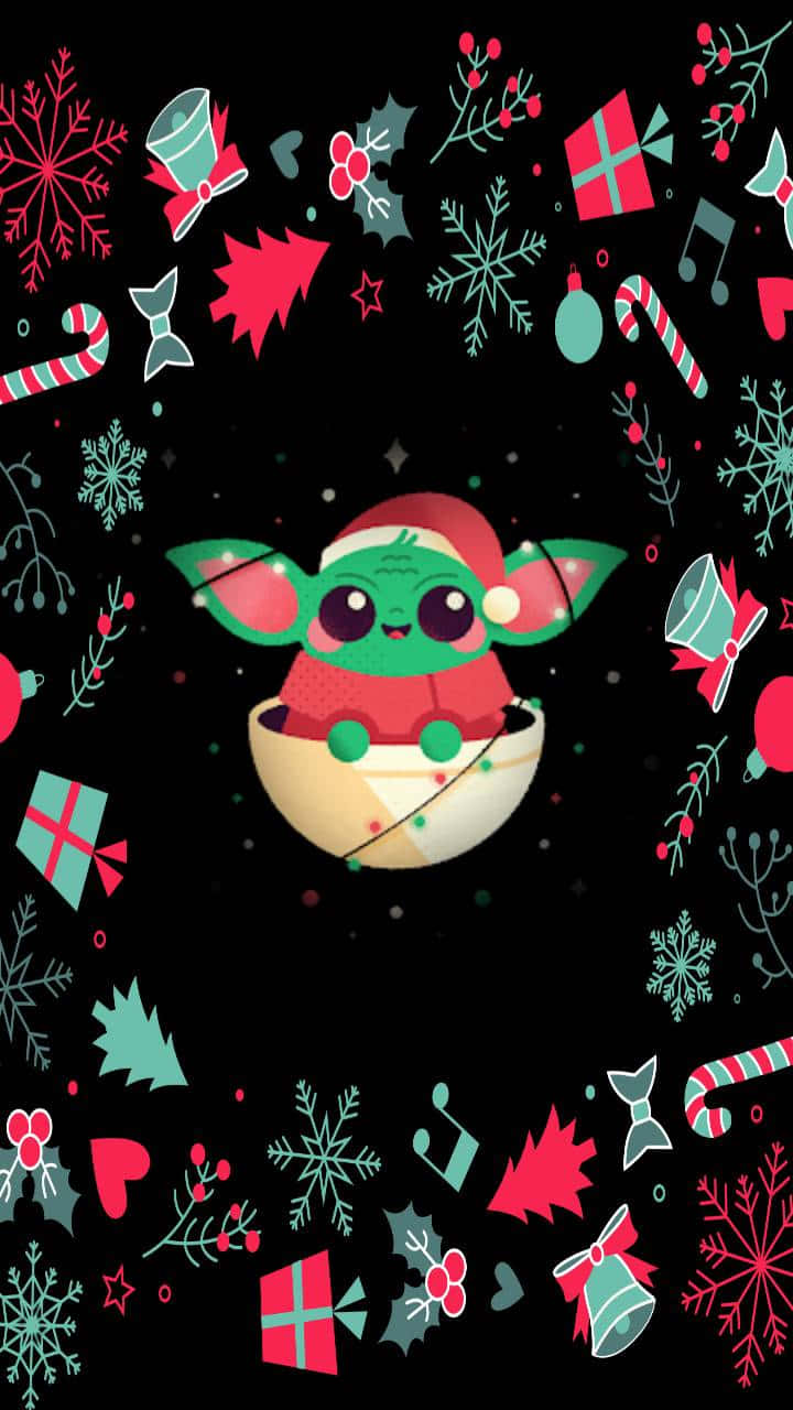 Celebrate Christmas With Baby Yoda Background