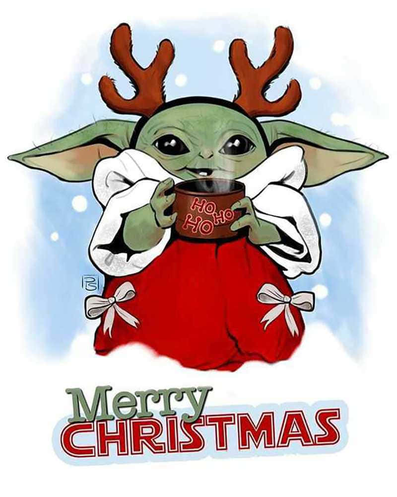 Celebrate Christmas With Baby Yoda Background