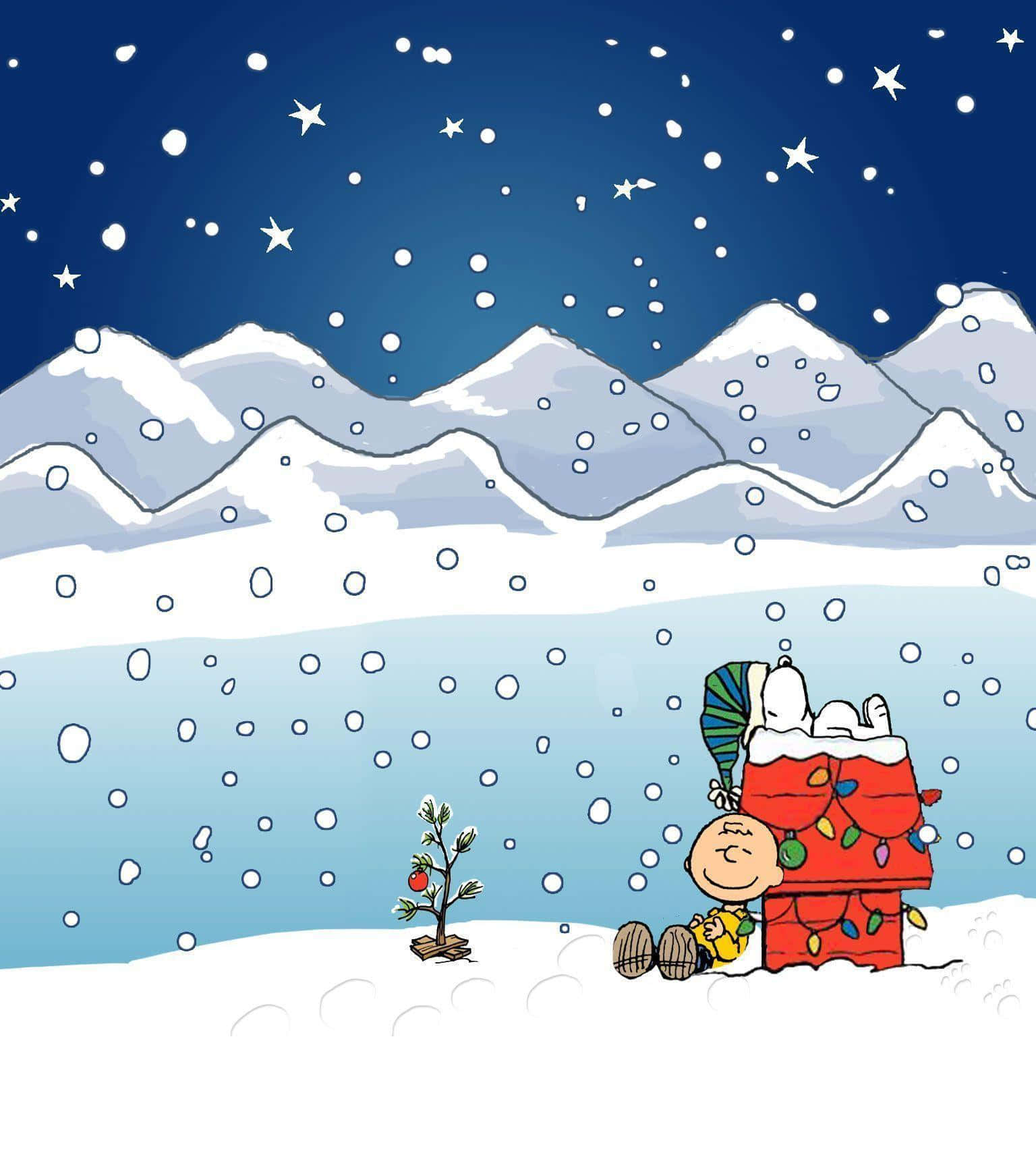 Celebrate Christmas With Snoopy And The Peanuts Gang Background