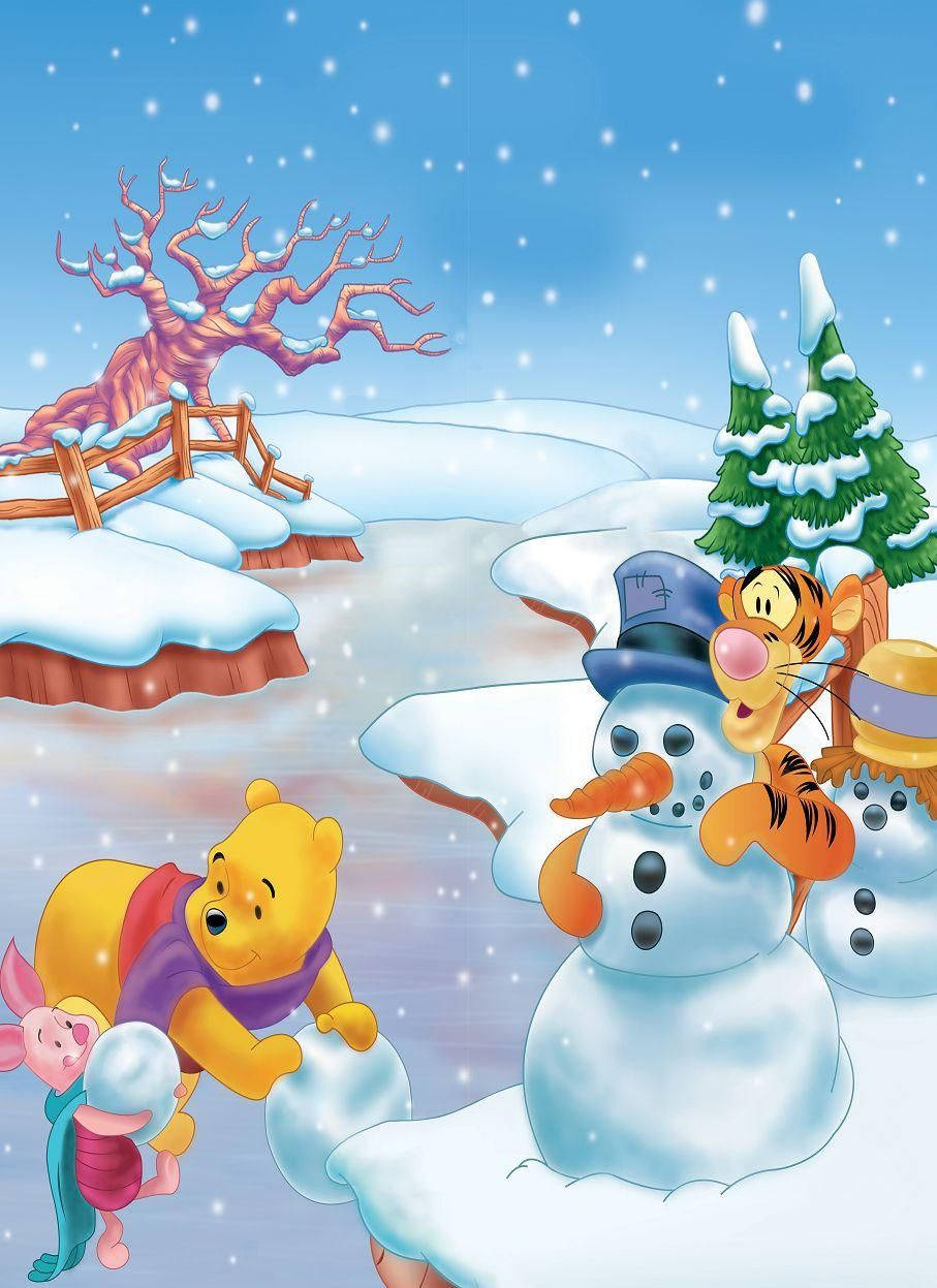 Celebrate Christmas With Winnie The Pooh Background