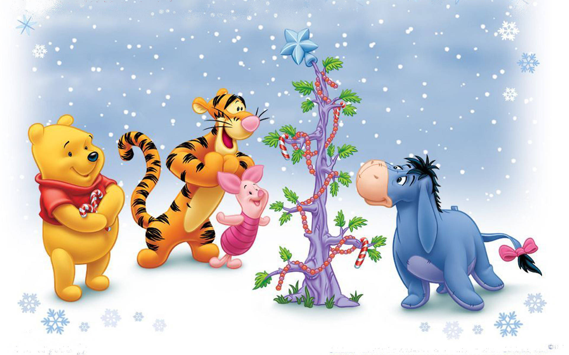 Celebrate Christmas With Winnie The Pooh And Friends Background