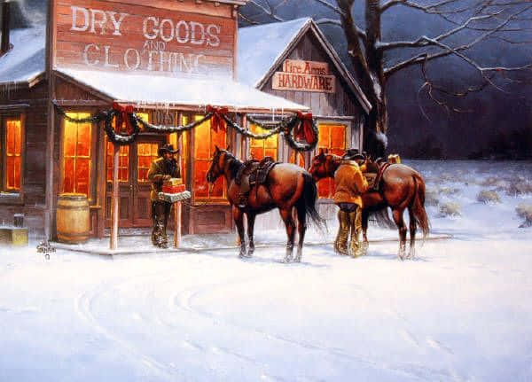 Celebrate Cowboy Christmas Background