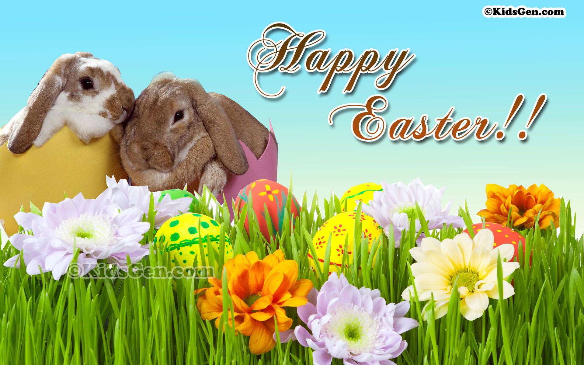 Celebrate Easter With A Colorful Rabbit And Egg Themed Festivity Background