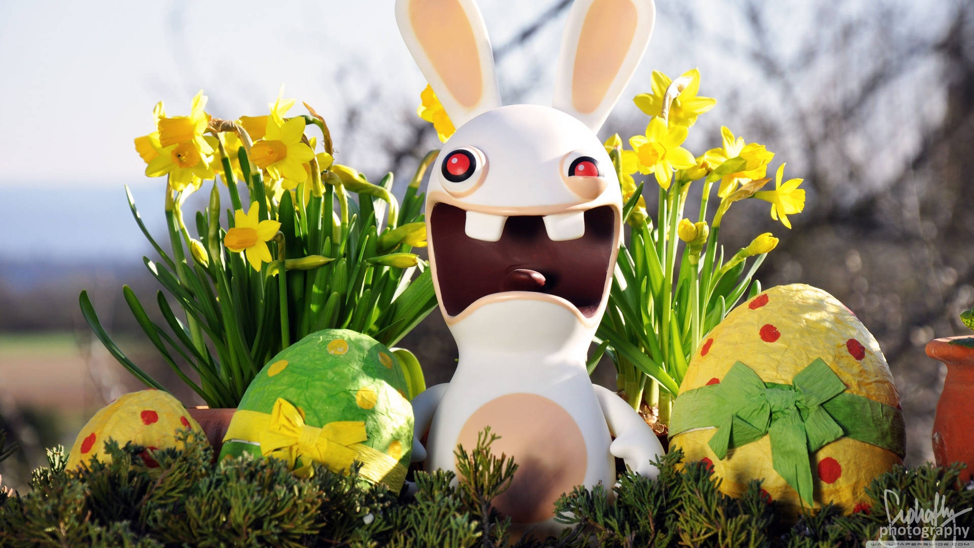 Celebrate Easter With These Colorful Rayman Rabbid Eggs Background