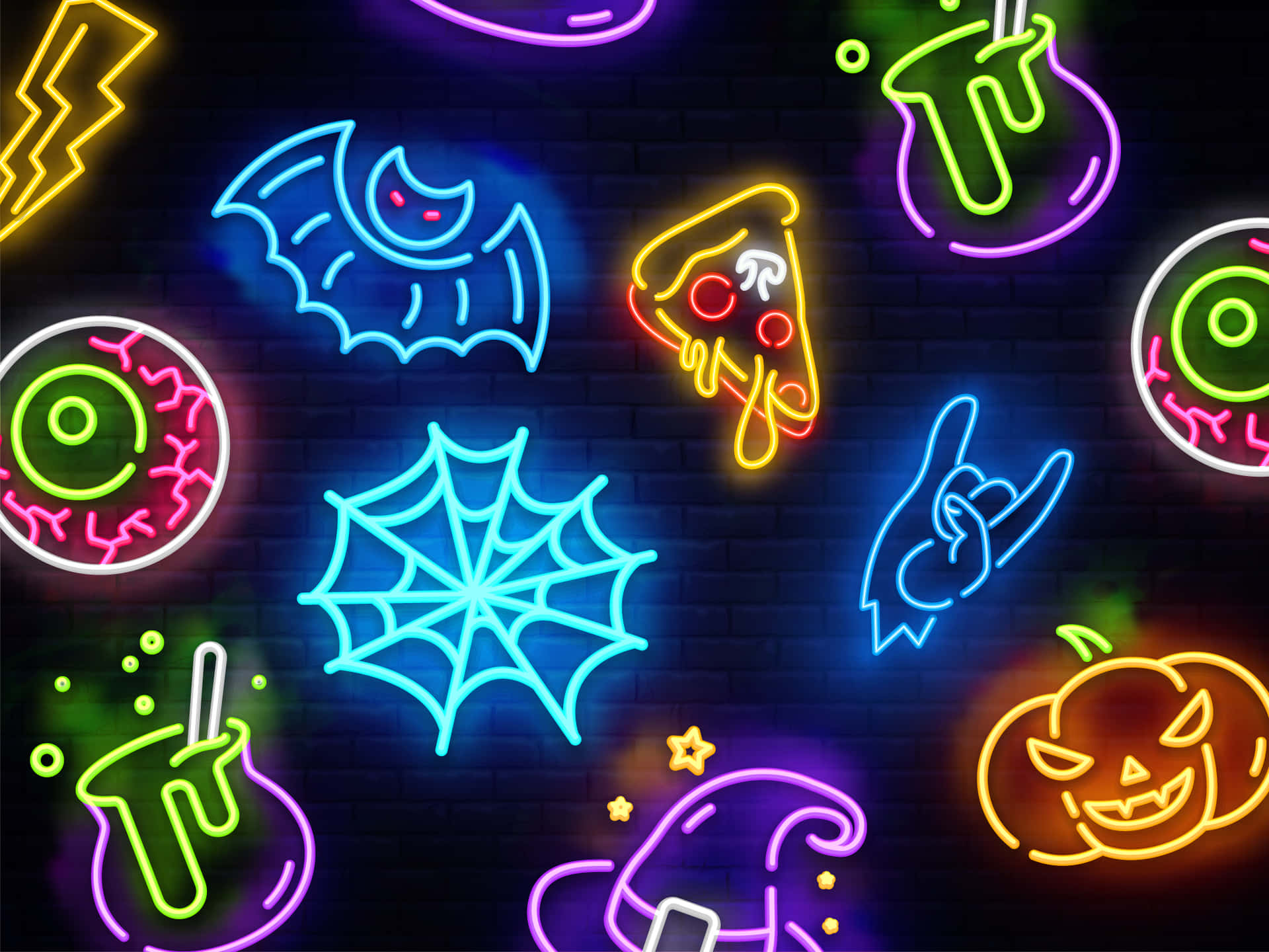 Celebrate Halloween In Neon Style Background