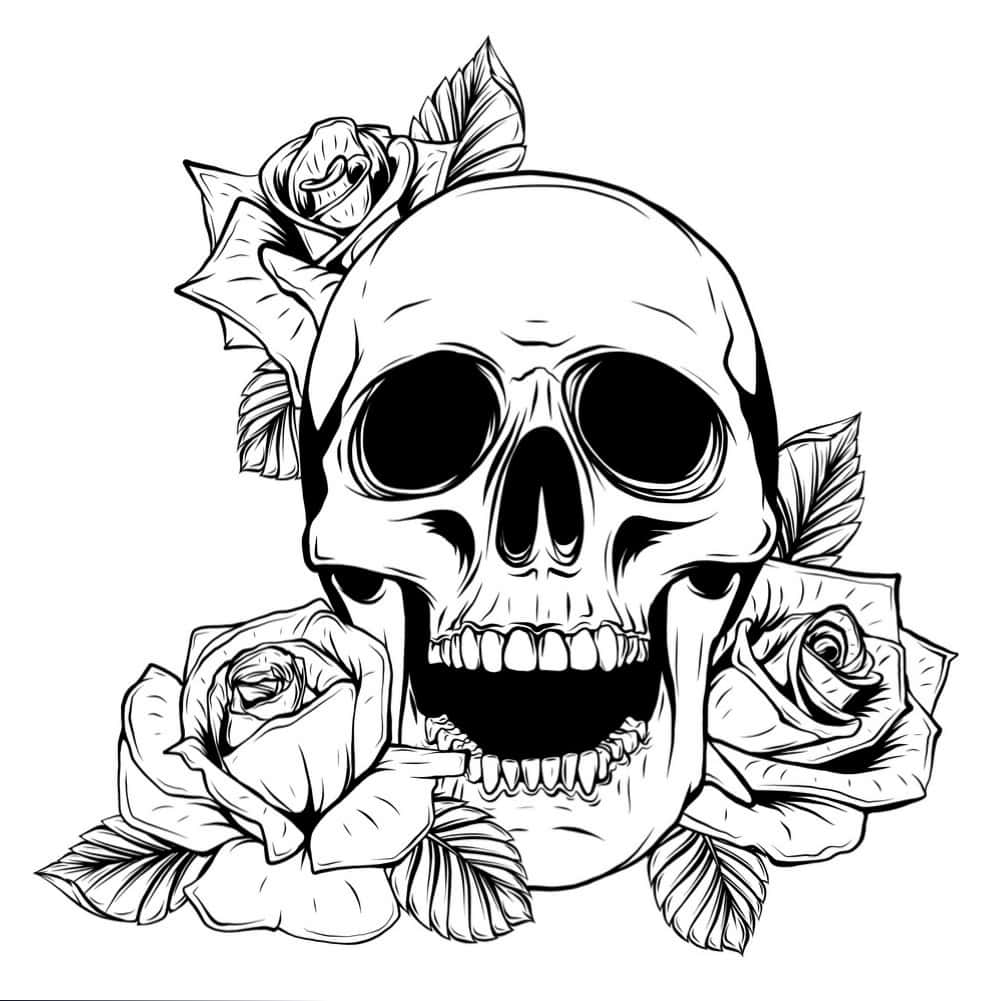 Celebrate Life And Death With Love Skulls And Roses Background