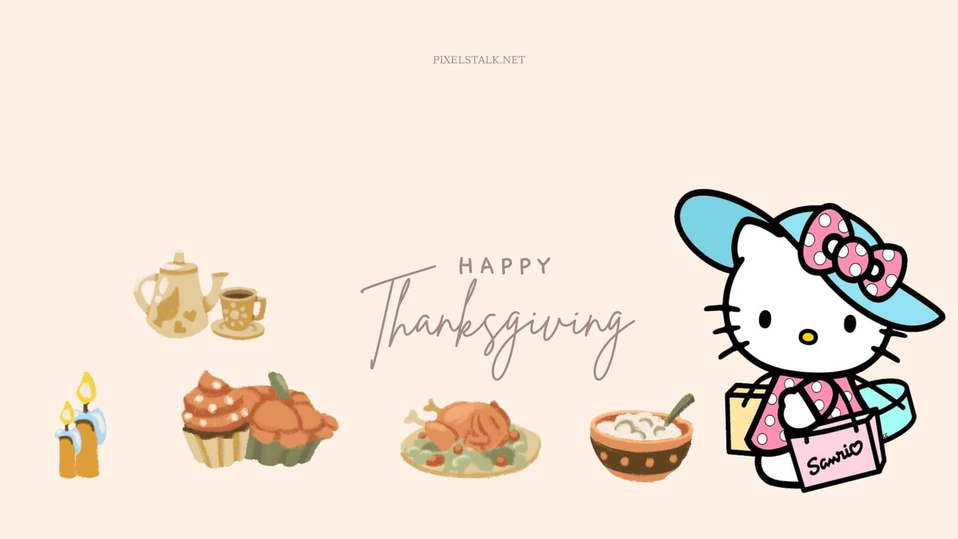 Celebrate Thanksgiving With The Fun And Cuddly Hello Kitty Background