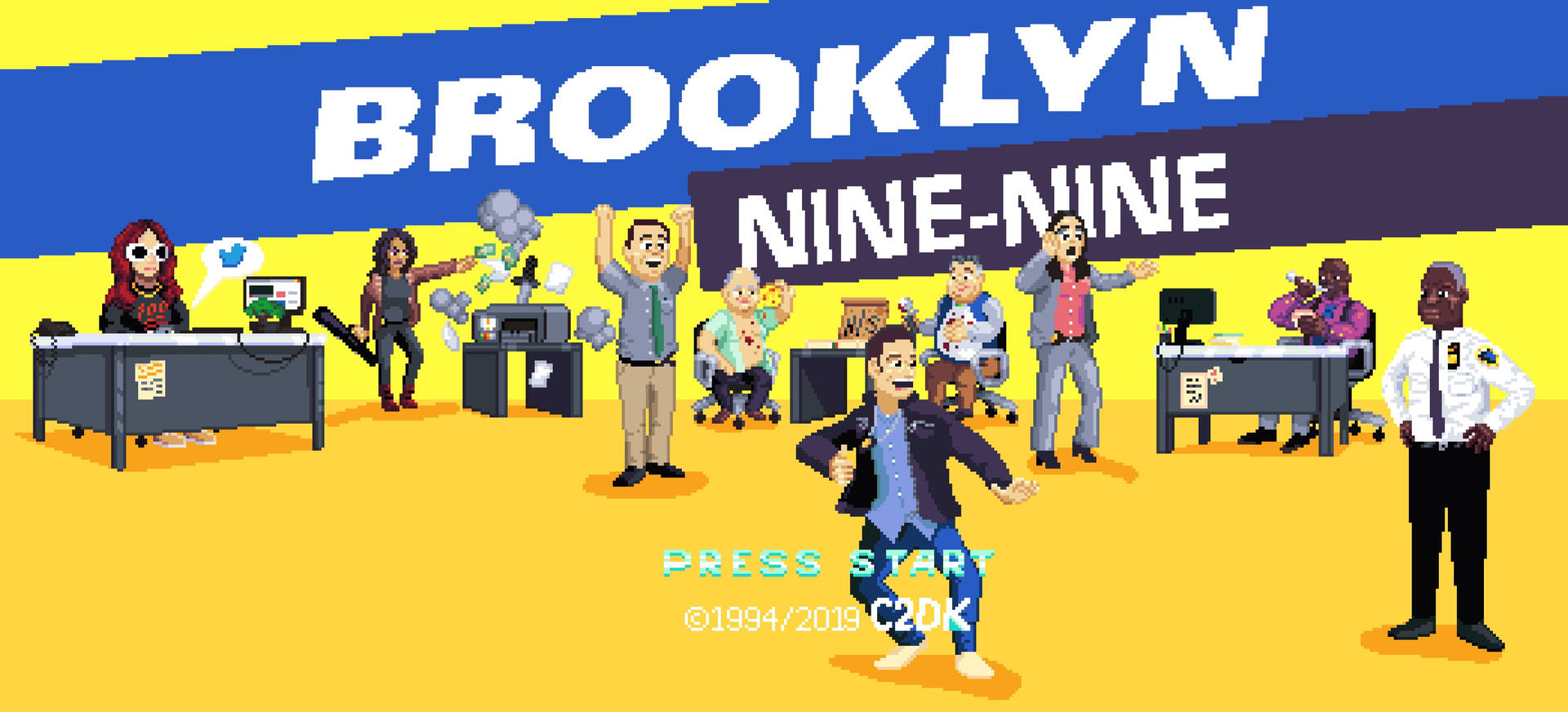 Celebrate The Cast Of Brooklyn Nine Nine In This Fun And Nostalgic 16-bit Pixel Art Background