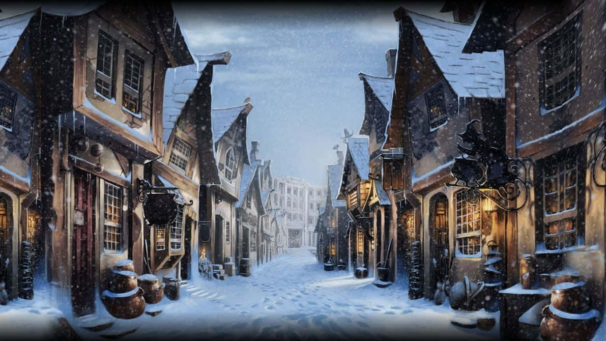 Celebrate The Christmas Magic With Harry Potter Background