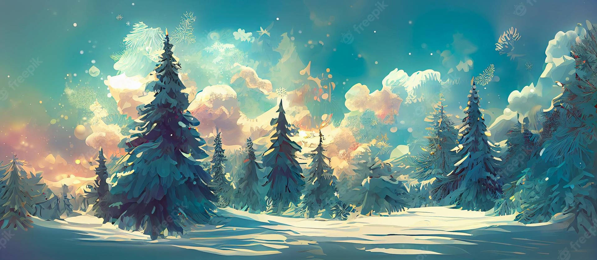 Celebrate The Holiday Season In A Magical Christmas Forest Background