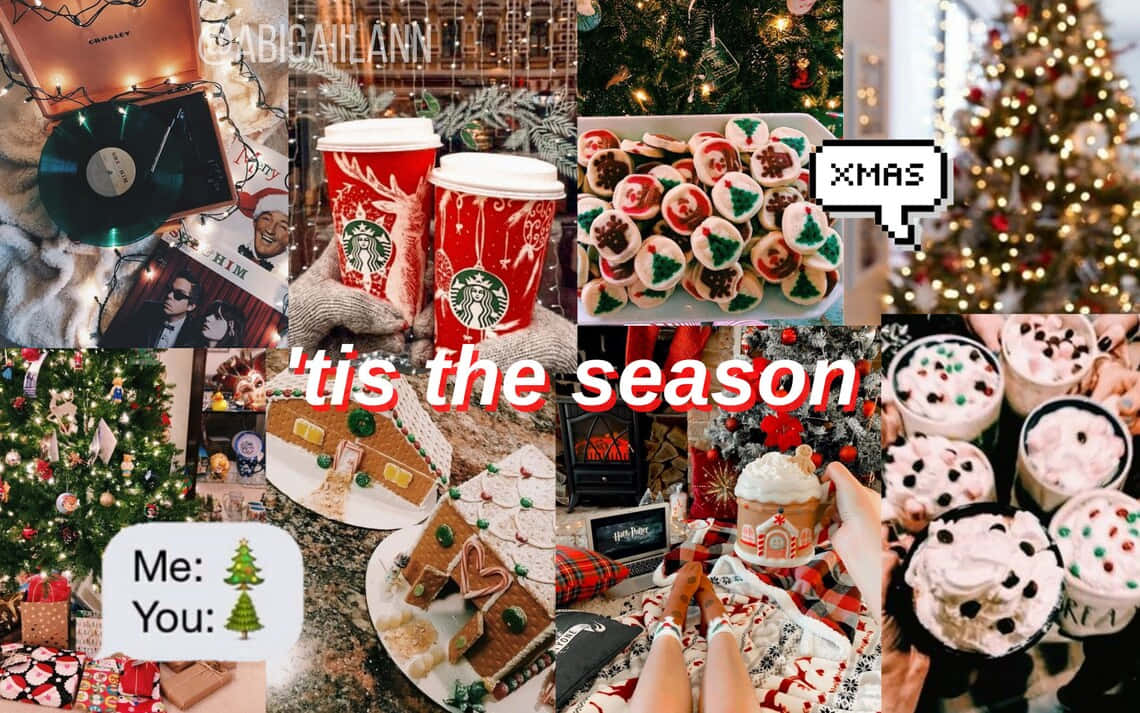 Celebrate The Holiday Season With A Christmas Collage Laptop Background