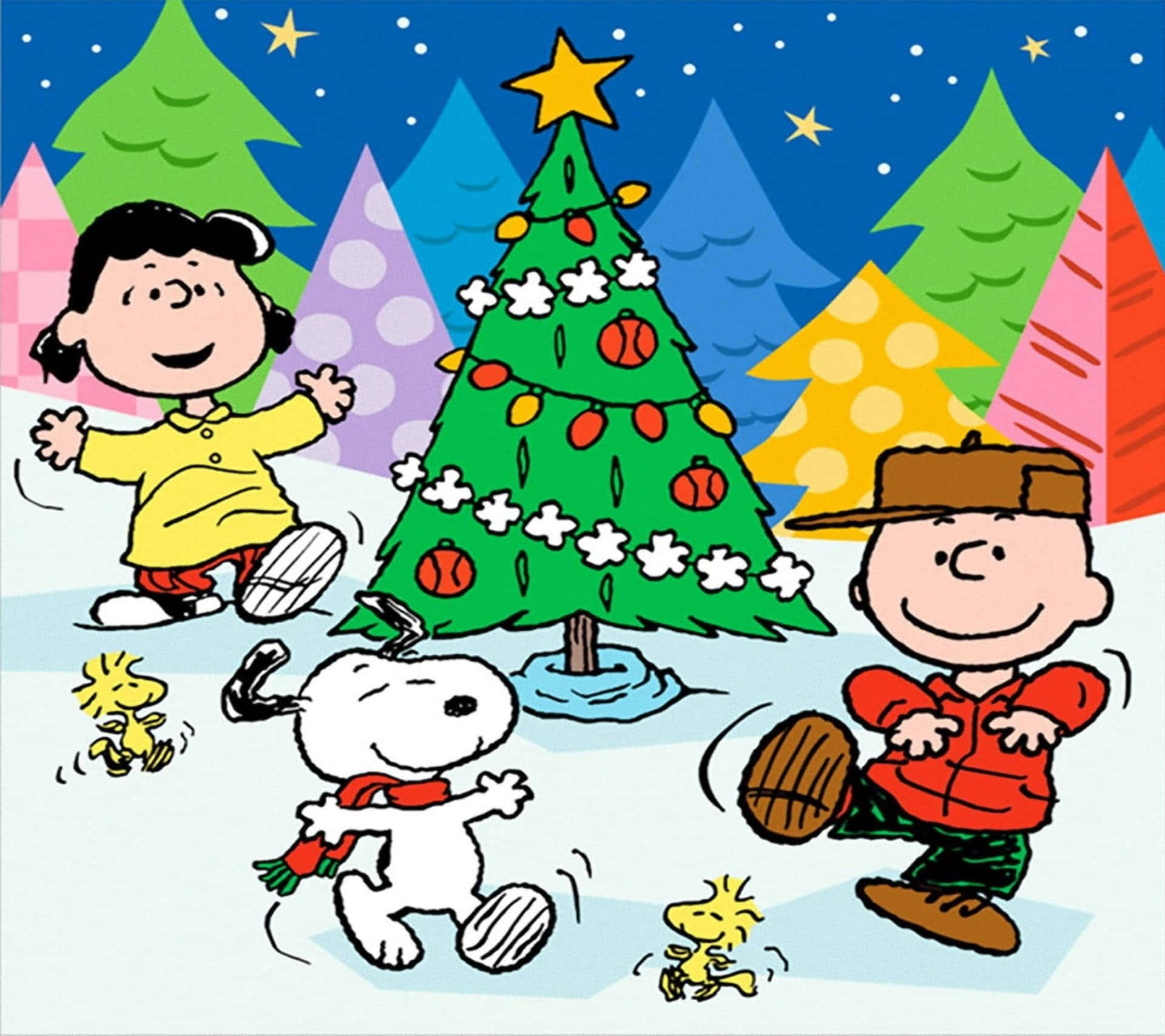 Celebrate The Holiday Season With Snoopy, Lucy And The Peanuts Gang Background