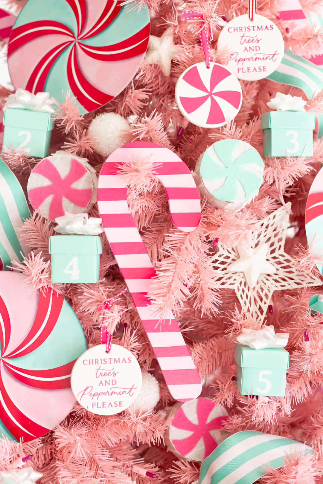 Celebrate The Holidays In A Festive And Fun Way With This Charming Pink Christmas Tree. Background