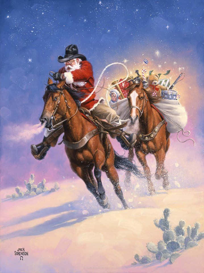 Celebrate The Holidays In Style With A Cowboy Christmas Background