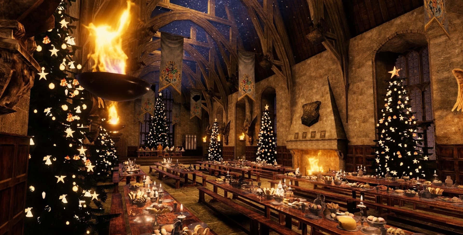 Celebrate The Holidays With The Magic Of Harry Potter Background