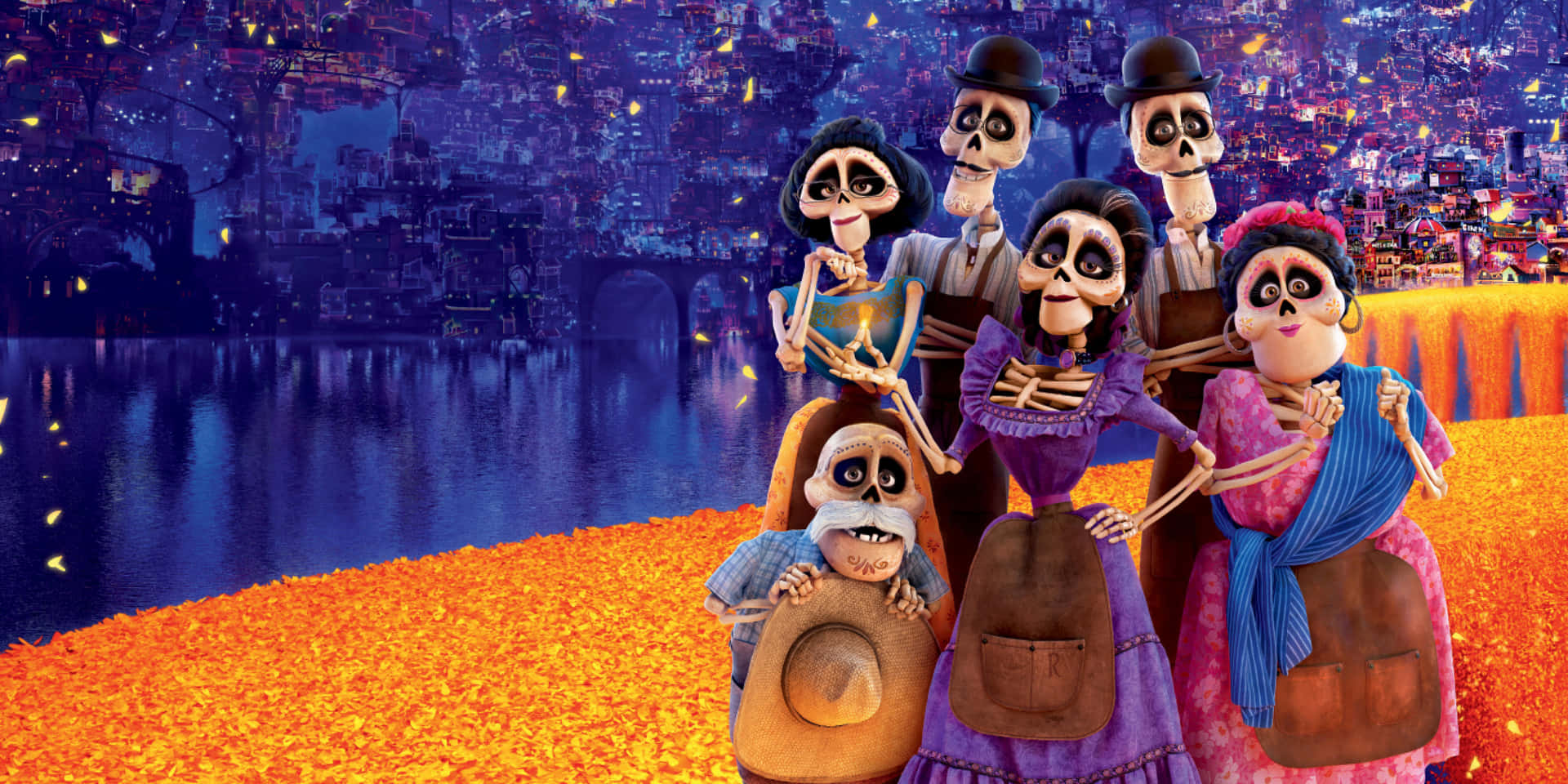 Celebrate The Journey Of Miguel And Hector In The Heartwarming Movie, Coco Disney! Background