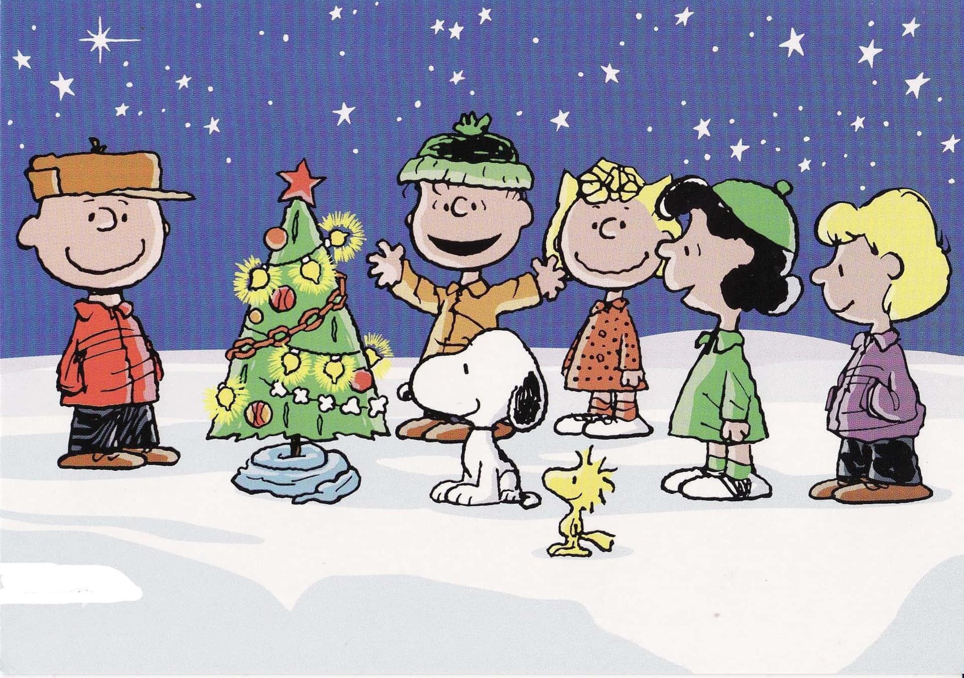 Celebrate The Joy Of Christmas With Peanuts Background