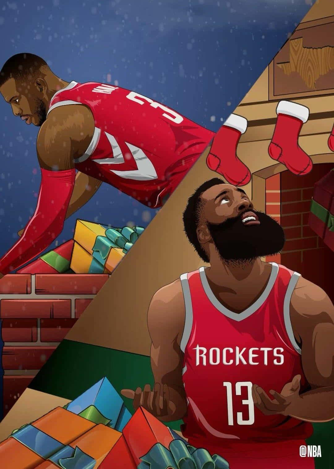 Celebrate The Nba Christmas Season With The Basketball Stars! Background