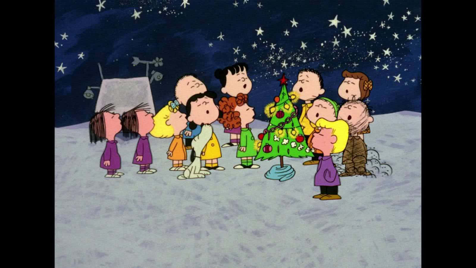 Celebrate The Peanuts Christmas Spirit Background