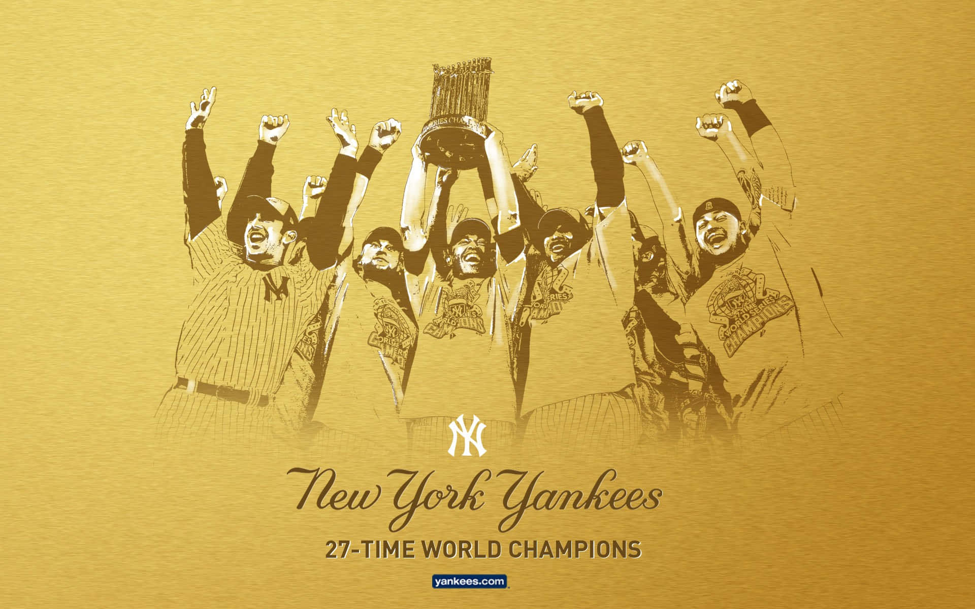 Celebrating A Home Run By The New York Yankees Background