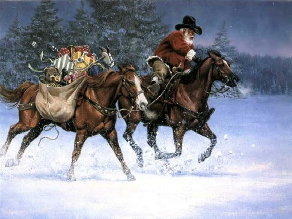 Celebrating Cowboy Christmas In The Wild West Background