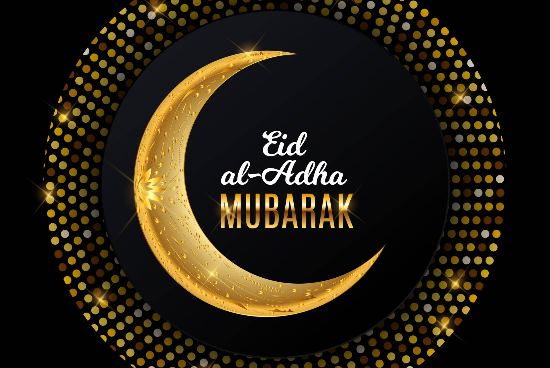 Celebrating Eid Al Fitr: A Glowing Crescent Moon And Star Decoration