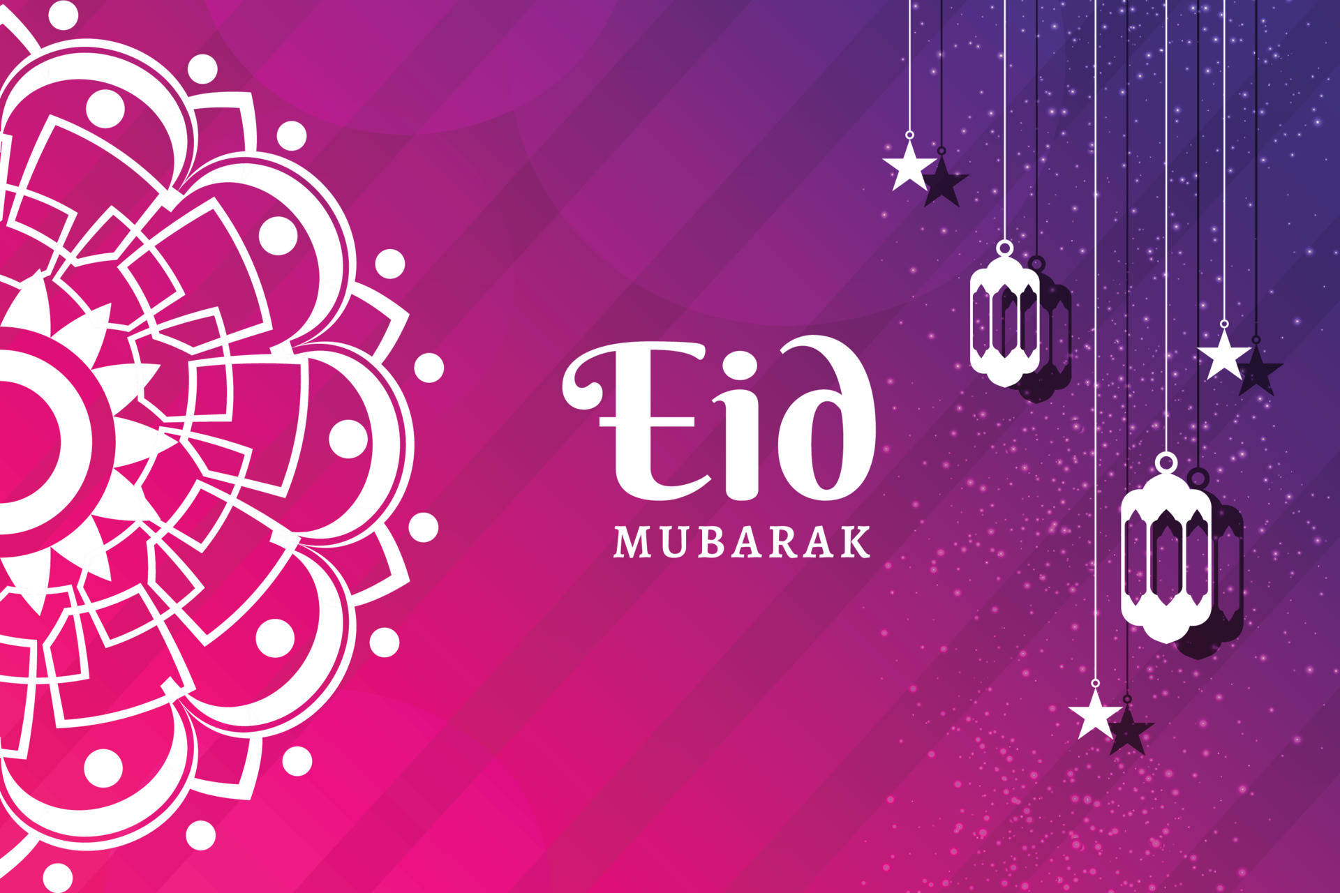 Celebrating Eid Mubarak - Starlit Ramadan Lanterns Background