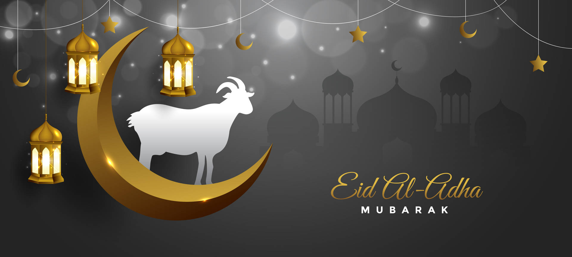 Celebrating Eid Mubarak With Traditional Lanterns Background