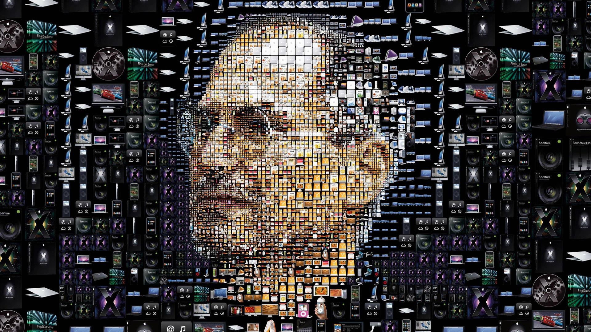 Celebrating Innovation: A Mosaic Portrait Of Steve Jobs Background