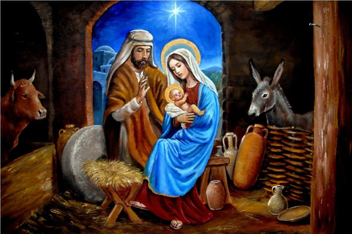 Celebrating Jesus' Birth At Christmas Background