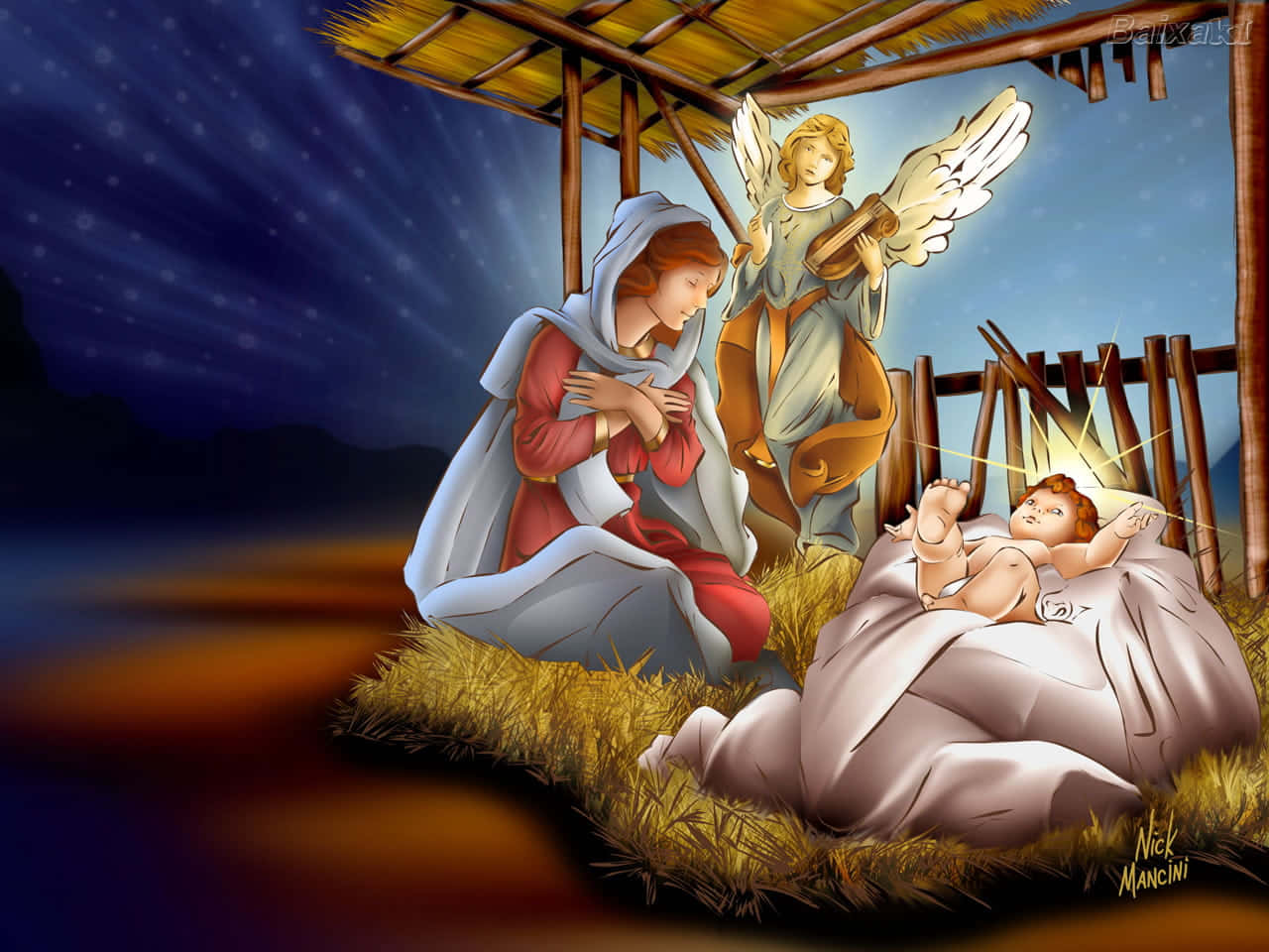 Celebrating Jesus's Birth At Christmas Background