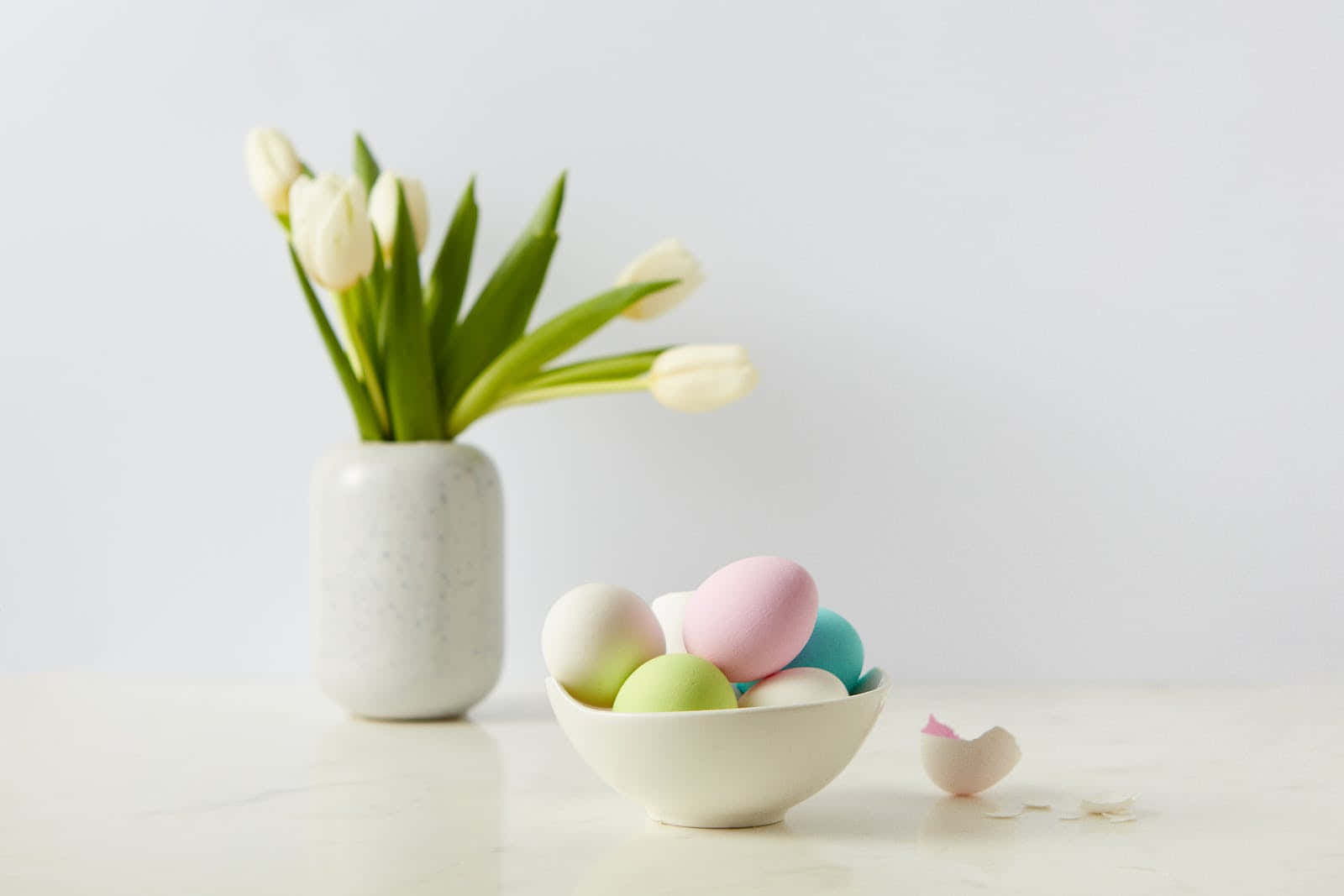 Celebrating Pastel Easter With Colorful Eggs And Chicks