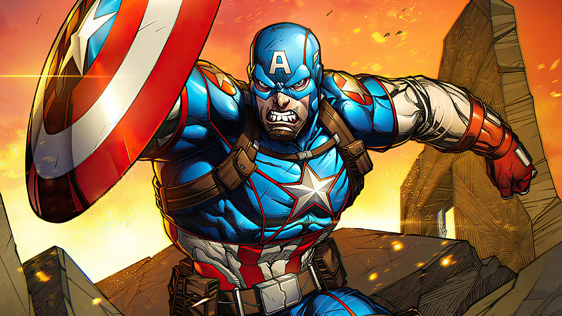 Celebrating Retro Superhero Iconic, Captain America Background