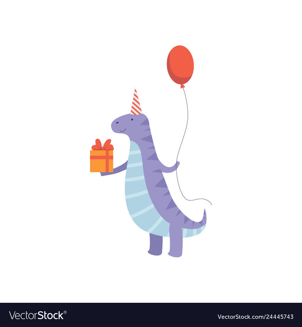 Celebrating Style: Aesthetic Dino With Gifts And Balloons