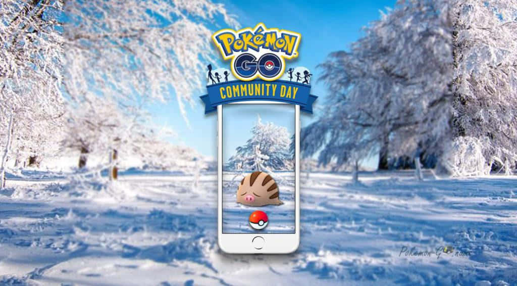 Celebrating Swinub, The Ice-ground Pokémon, On Community Day Background