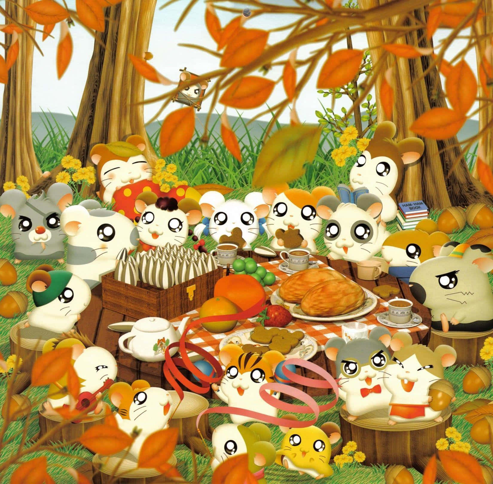 Celebrating Thanksgiving With A Thanksgiving-themed Anime Party Background