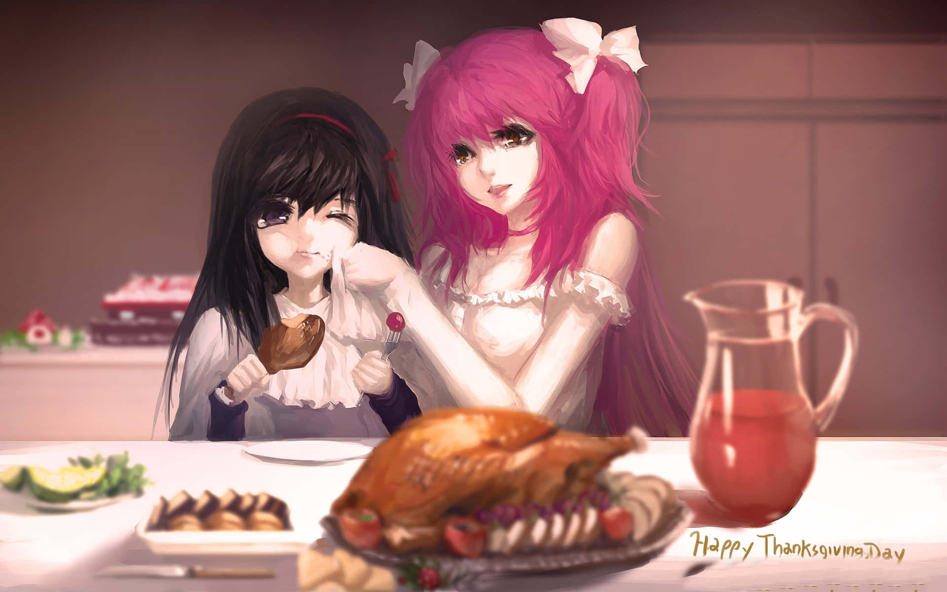 Celebrating Thanksgiving With Anime Background