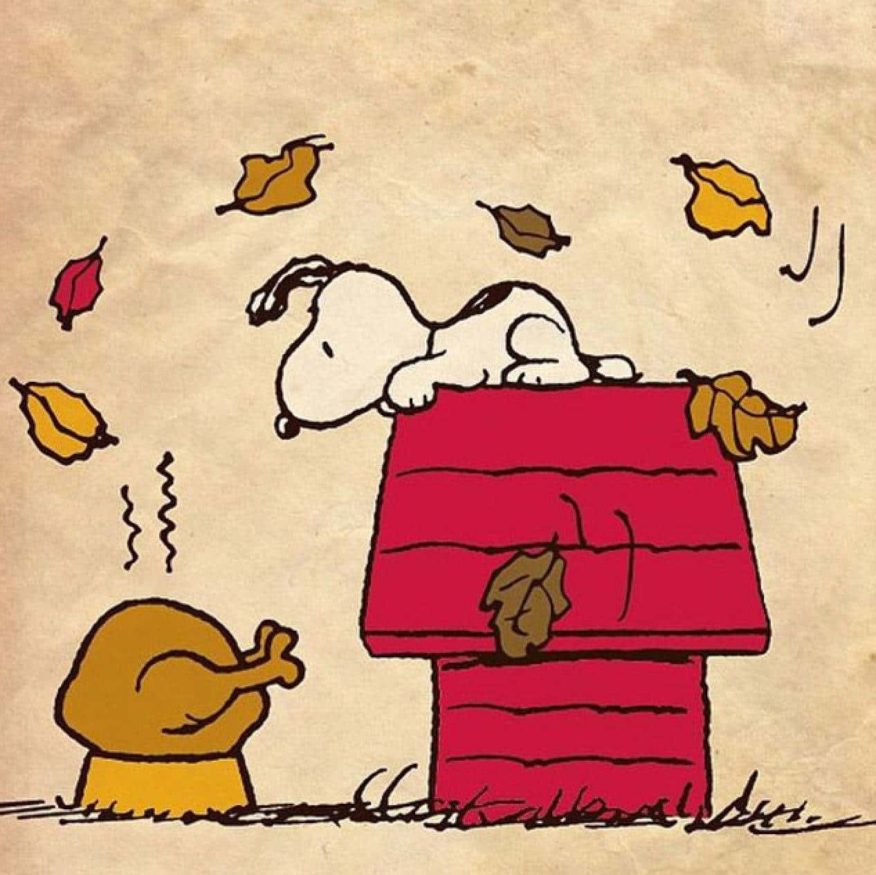 Celebrating Thanksgiving With Snoopy And Woodstock Background